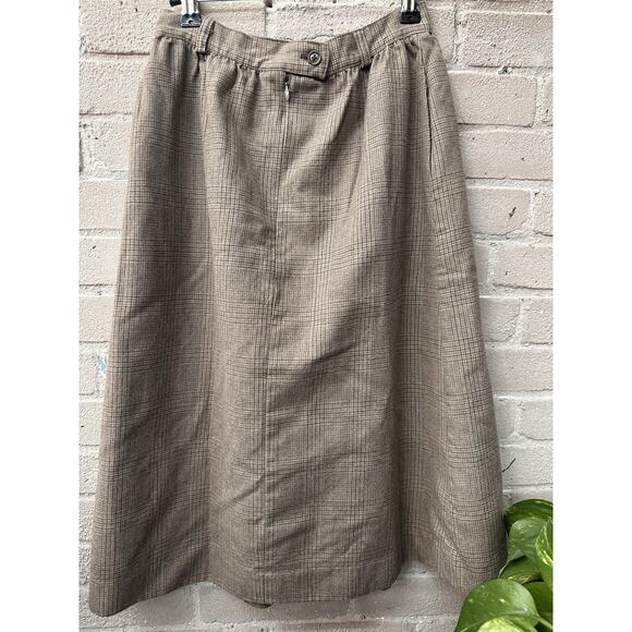 Vintage 70s Cottage Tailor Wool Plaid Academia Peasant Skirt Lined S - Picture 2 of 5